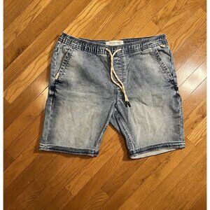 Projek Raw Mens Drawstring Denim Shorts Light Wash Stretch Casual Summer L